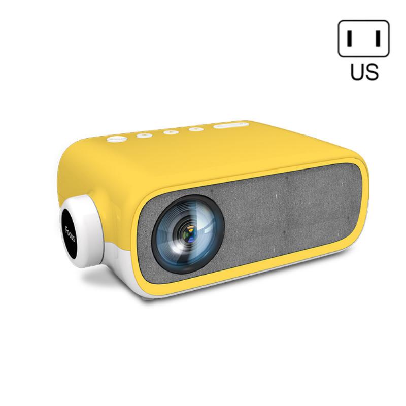 YG280 Full HD 1080P Mini LED Projector 480x272 Pixels Supports USB HDMI AV Audio Portable Projector Home Media Video Player: Yellow US Plug