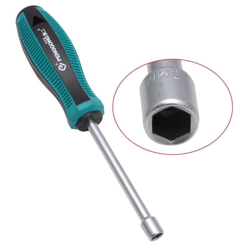 Metalen Socket Driver Wrench Schroevendraaier Zeskantmoer Key Nutdriver Hand Tool 7mm Nov2-A