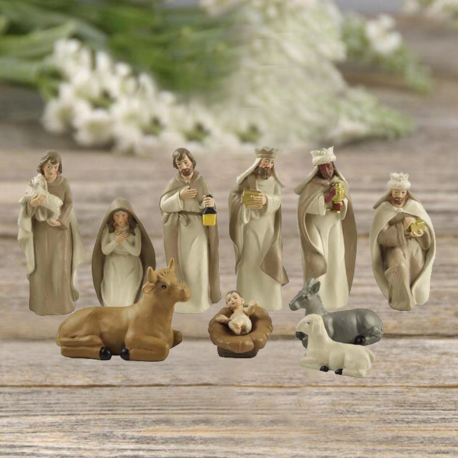 10pc Christmas Nativity Scene Figurines Set Christmas Decoration Decor