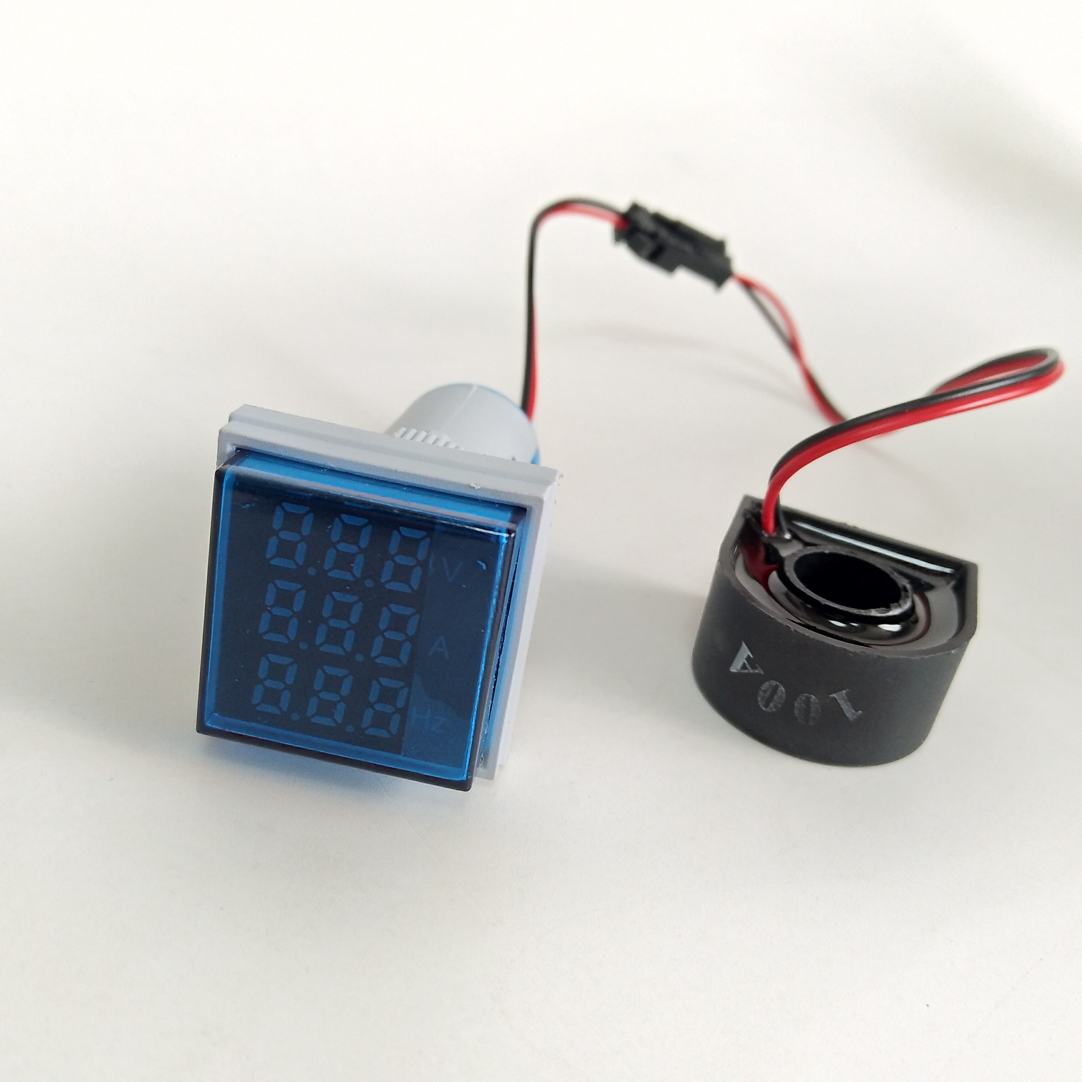 Digital led volt amp hz ac amperemeter voltmeter strømfrekvens spændingsindikator meter tester signallys 60-500v 100a 20-75hz