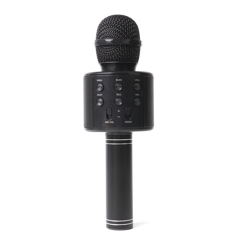 Handheld Wireless WS 858 Microphone Amplifier Speaker Music Playing Singing Speaker Player Bluetooth KTV Karaoke microphone: Black