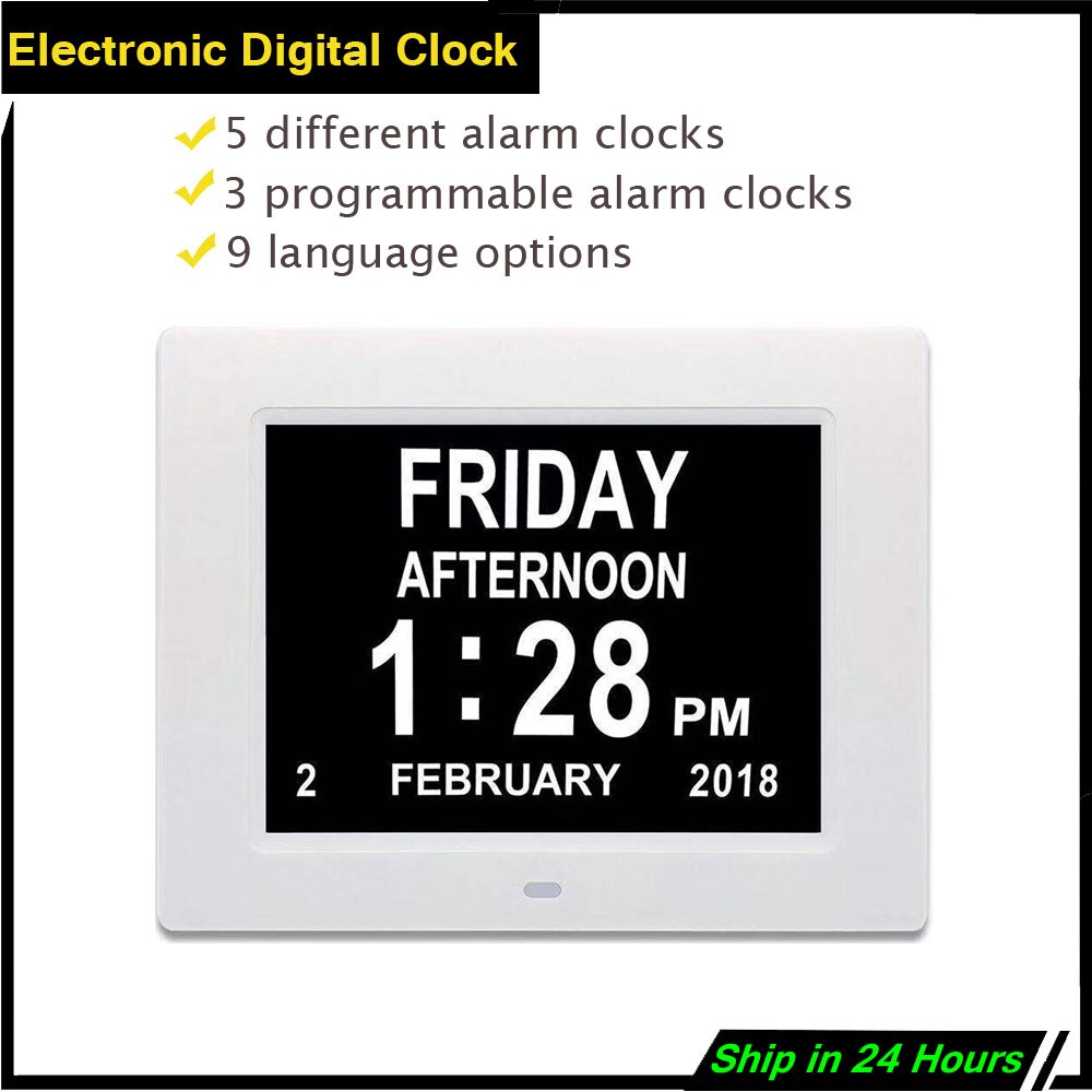 8-inch Clock Led Desktop Temperature Alarm LCD Display Calendar Digital Electronic Home Alarm Clock Built-in 8ohm 2w speaker
