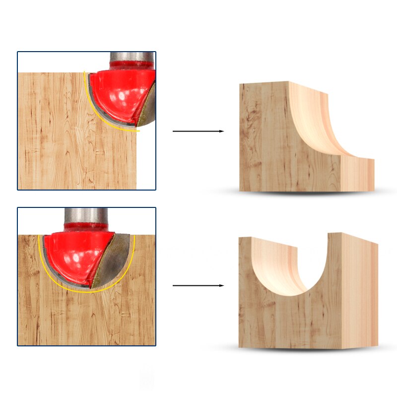 Hampton 8mm Shank Corner Rounding Milling Cutter 16/19/22/25mm Wood Router Bit For Wood Carbide Ball Nose End Mill Engraving Bit