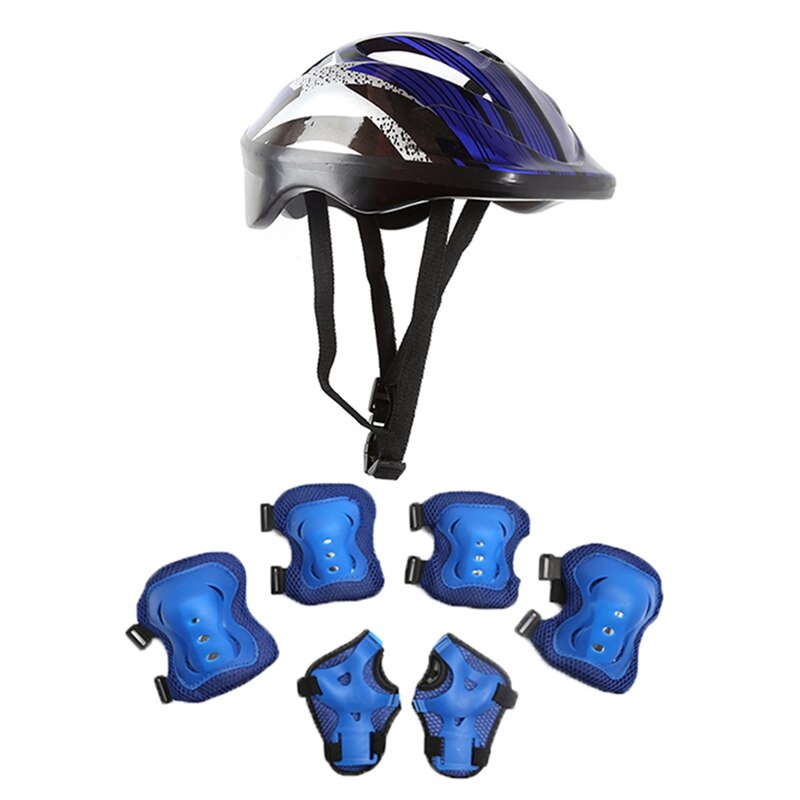 7Pcs/Set Kids Boy Girl Safety Helmet Knee Elbow Pad Sets Children Cycling Skate Bicycle Helmet Protection Safety Guard: NB