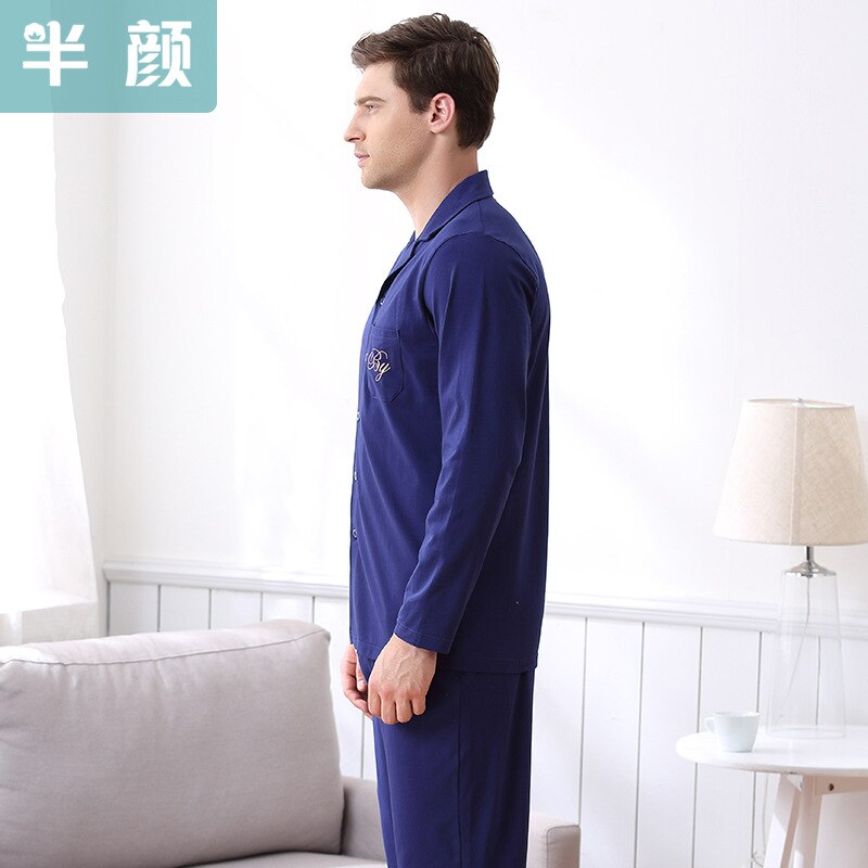 Herre pyjamas sæt forår og efterår herre pyjamas 100%  bomuld langærmet nattøj nattøj hjemmetøj