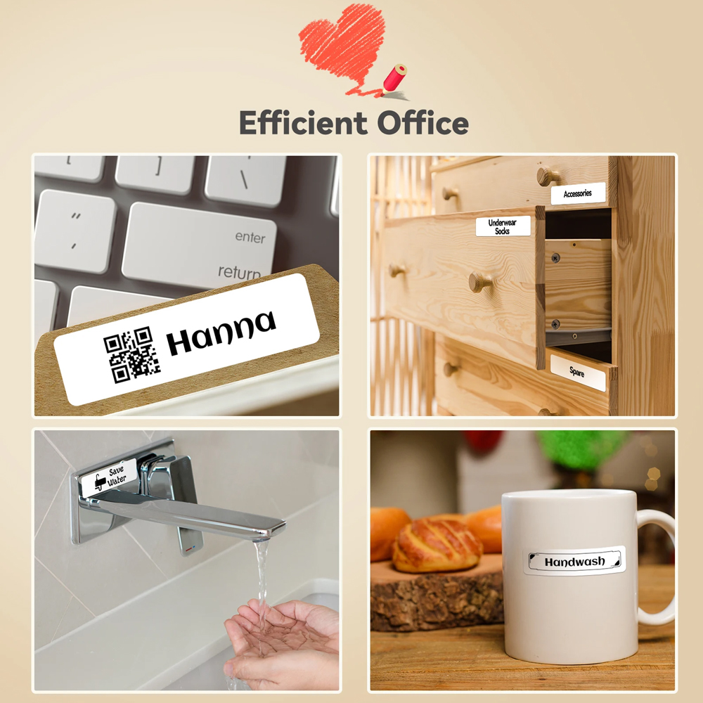 1Roll white transparent label sticker Label Maker Paper for P12 P15 P50 Phomemo Q30 D30 label printer Name Sticker Thermal label