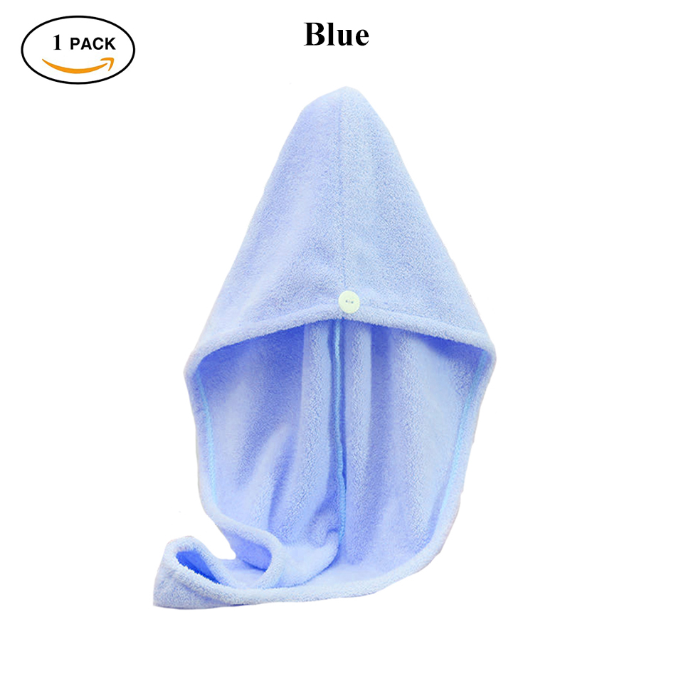 Microfiber Haar Handdoek Wrap Voor Vrouwen Volwassen Badkamer Absorberende Sneldrogende Thuis Bad Dikkere Douche Lange Krullend Droog Haar cap: Hair Towel Blue