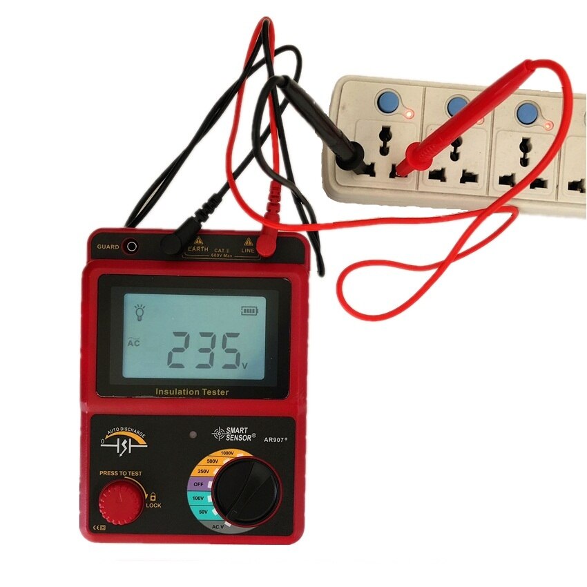 AR907+ 50V1000v Digital Insulation Resistance Tester Meter Voltage