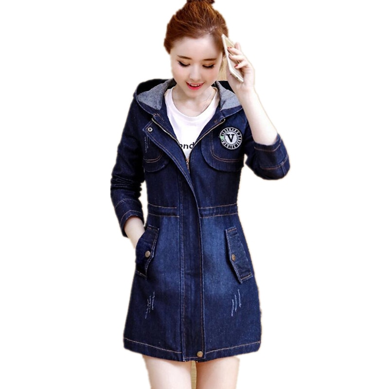 Chaqueta vaquera informal para mujer, abrigo cortavientos de manga larga con capucha, chaqueta de primavera, ropa de mujer, tops, abrigo ajustado de otoño  r292