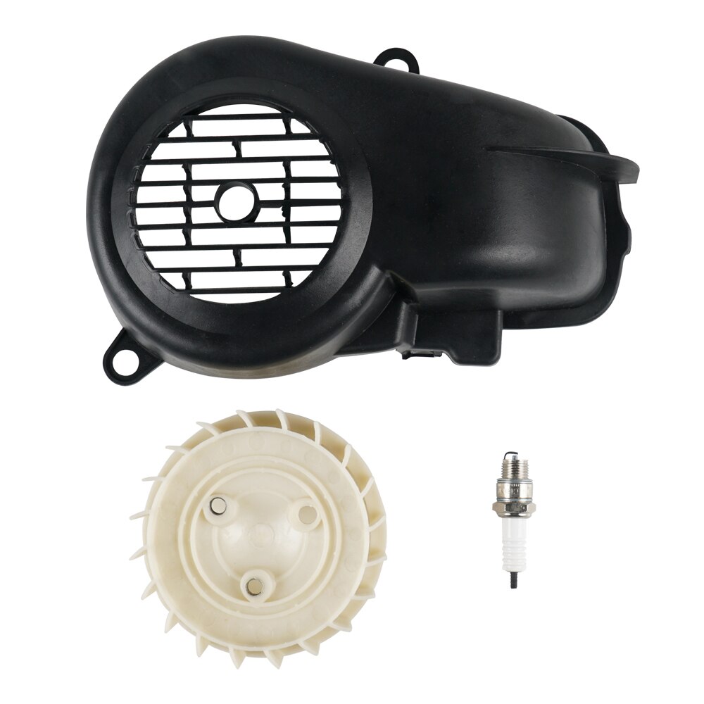 ATV Air Shroud Cooling Fan Assembly &amp; Spark plug for Polaris 90 Sportsman Scrambler Predator for Yamaha Jog 90 90cc Engine Parts