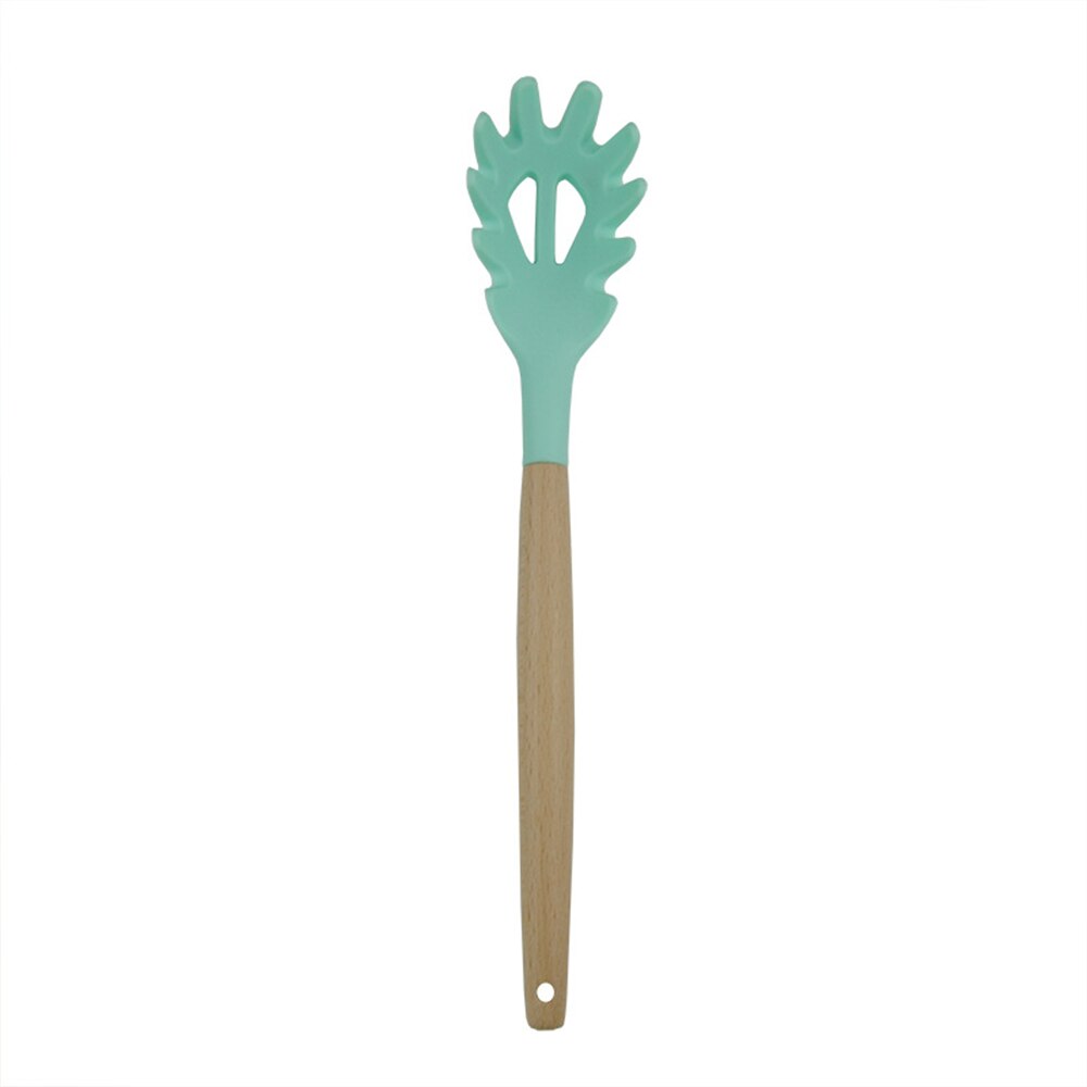 Wooden Handle Silicone Kitchenware Set for Non-stick Pan Kitchen Tool Accessories Spatula Spoon Clip Whisk Brush Ladle: Scoop