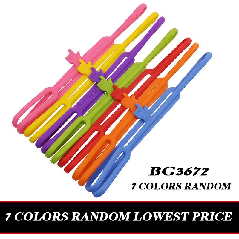 7 Pcs Flexible bookmark Learning Stationery Unique Silicone Finger Pointing Bookmark Elasticity Book Mark: Color mixing