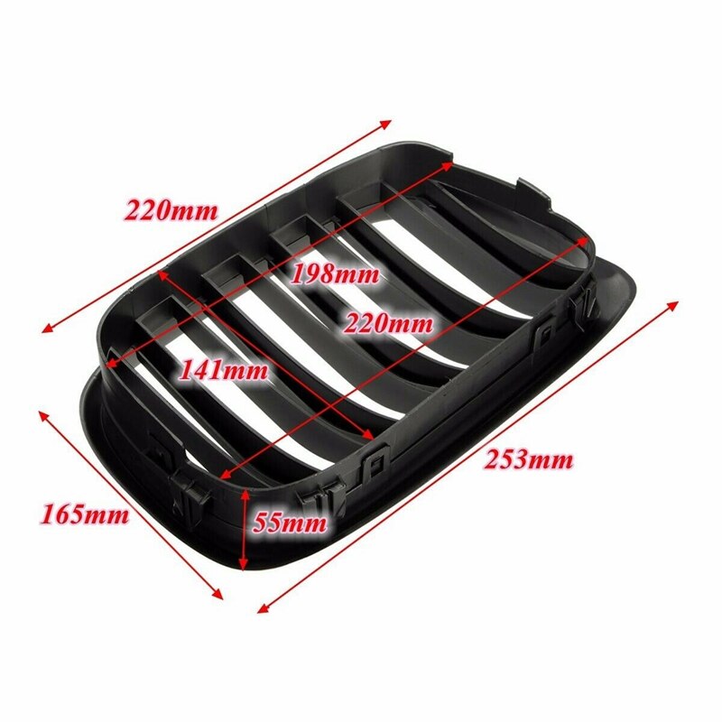 Front Bumper Kidney Grill Replacement Dual Slat Grilles for BMW E39 5 Series 525 528 1995-2004 Matte Black