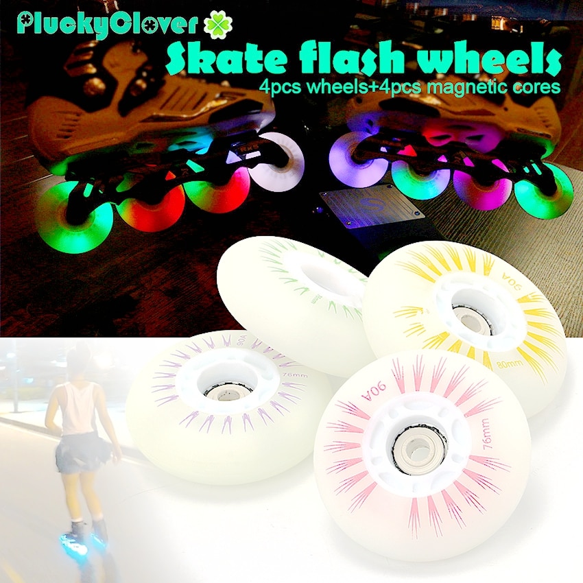 4pc 90A Regenbogen 72mm 76mm 80mm Blitz-Rolle Rad LED licht PU Inline skaten Rolle Slalom schiebe Rollschuhe Blinkende Rolle Rad