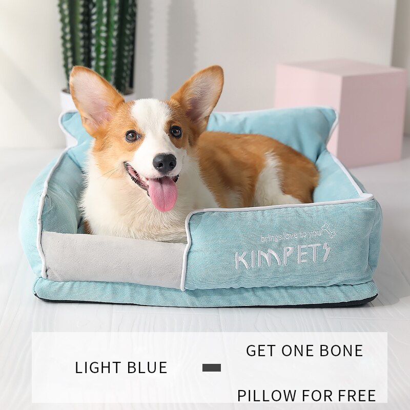 Kimpets Hond Nest Warm In De Winter Kan Worden Verwijderd En Gewassen Vier Seizoenen Algemene Purpose Puppy Keji Teddybeer huisdier Kennel: Light Blue / L