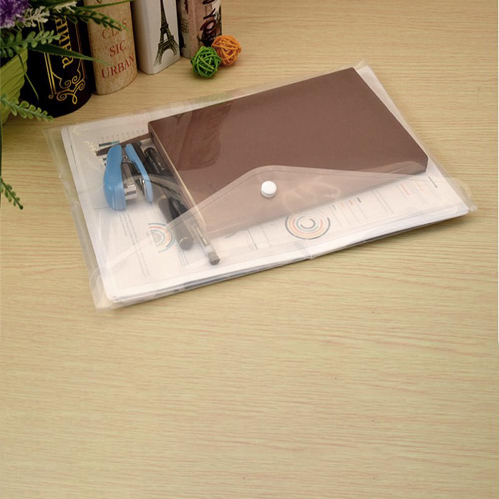Adeeing Transparent A4 Document File Bag Envelope Holder Storage Case Snap Button Organizer Container for Papers d20