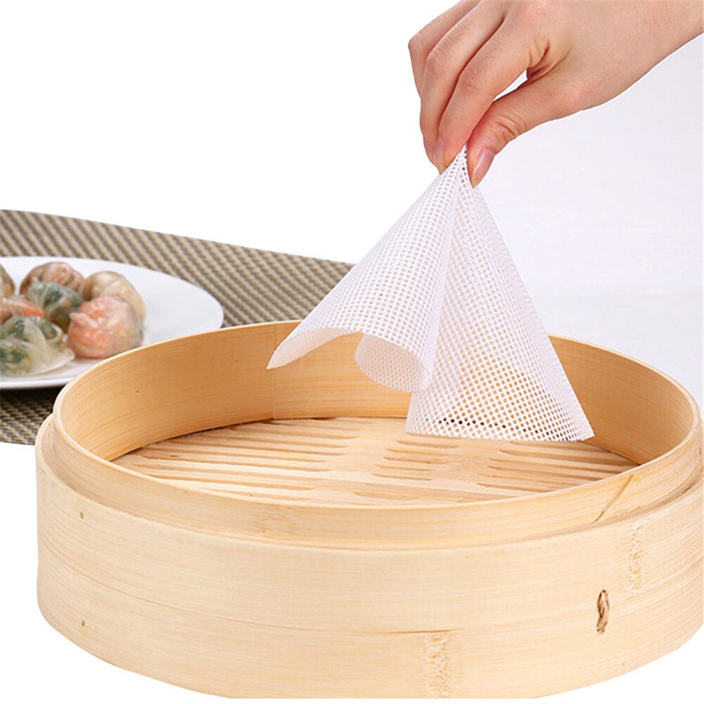 1Pcs Non-stick Wit Siliconen Stoomboot Dim Sum Papier Restaurant Keuken Onder Steamers Mat Keuken Koken Gereedschap Accessoires