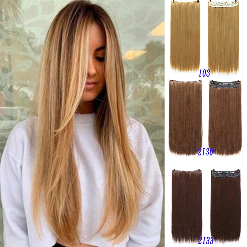 Xuangunag 5 klipp lange rett kvinner clip in hair extensions naturlig silkeaktig rett hår extension the gradient color