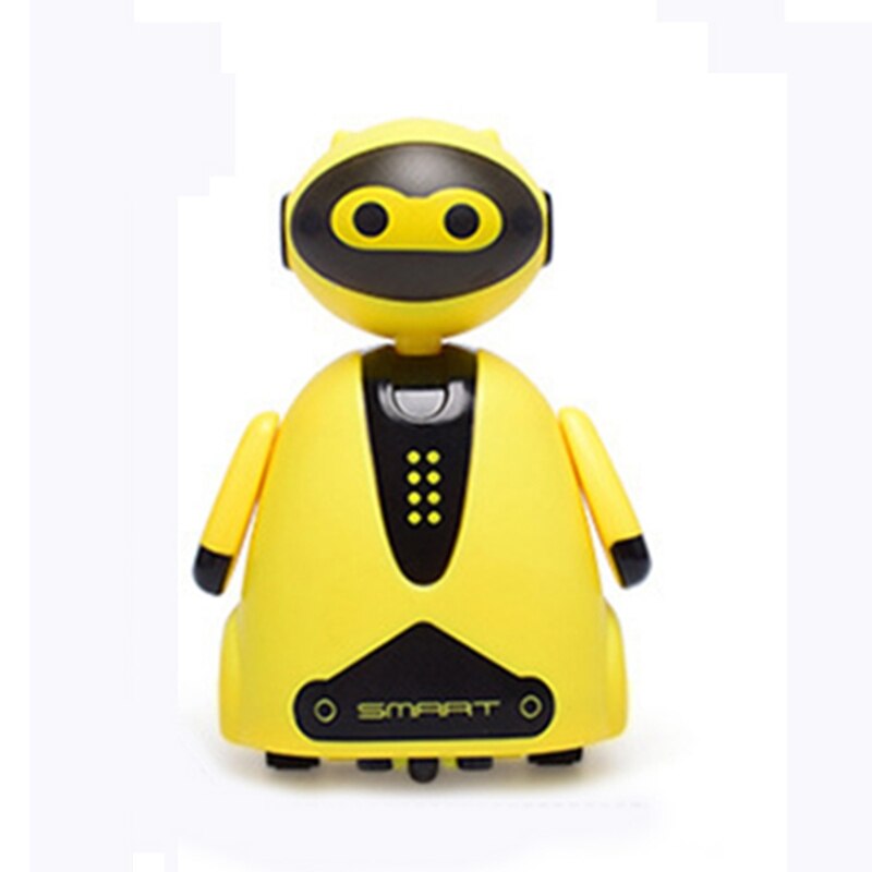 Inductive Electric Robot with LED Light Auto-Induction Car Follows Black Line Novelty Track Vehicle Toys for Children: Yellow