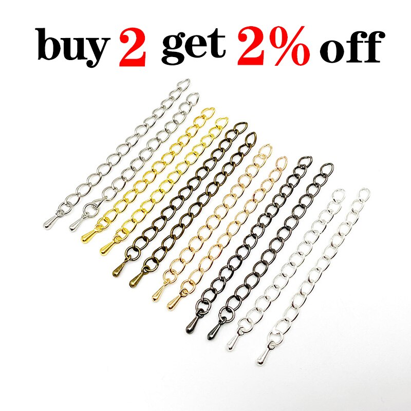 20 stks/partij 50-70mm Uitgebreide Uitbreiding Staart Keten Connectors Water End Kralen Voor DIY Sieraden Maken armband Ketting