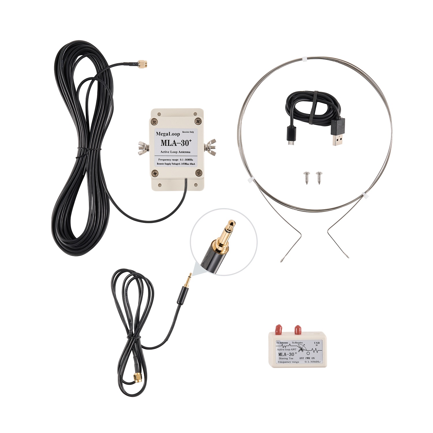 MLA-30+ plus 0,5-30MHz Ring Actieve Ontvangstantenne Geluidsarm Medium Korte Golf SDR Loop Antenne Korte Golf Radio Antenne MLA30: Black