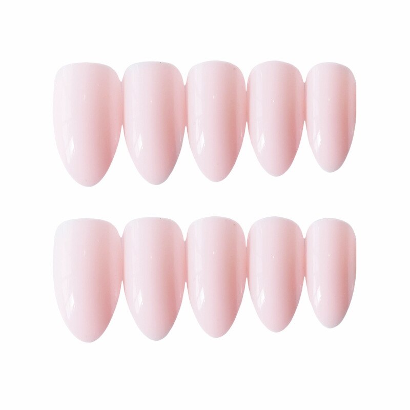 24 stks/set Ins Licht Roze Wees Minimalistische Valse Nagels Pre Korte Ronde Hoofd Volledige Cover Nail Tips Fnished nail Art