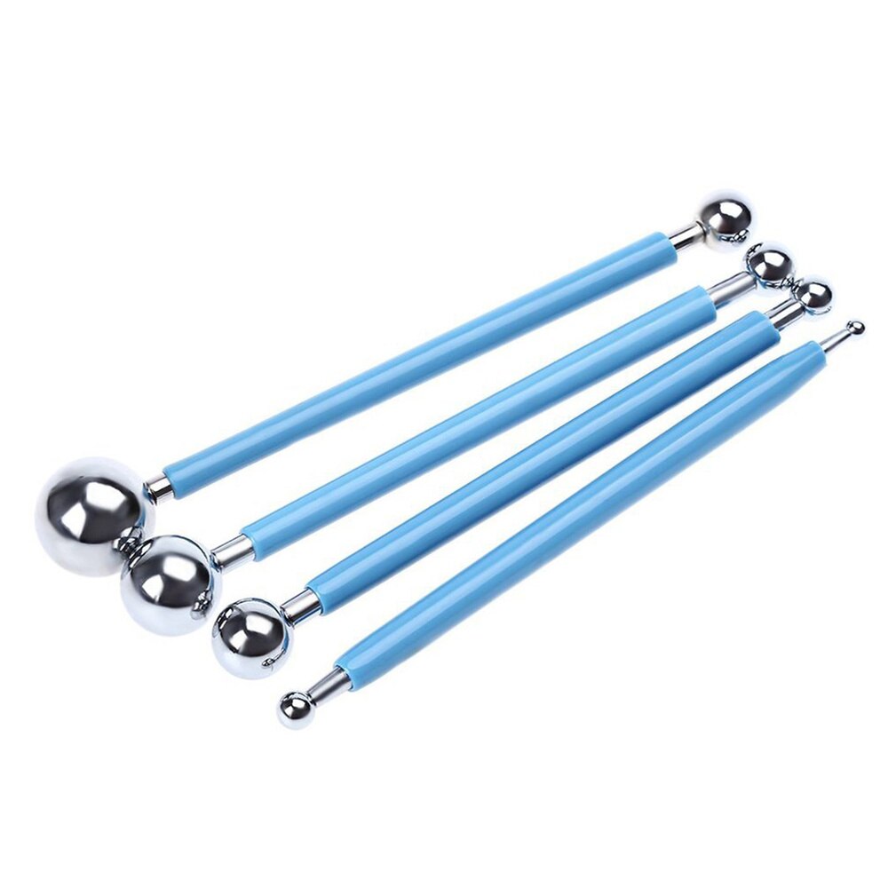 4pcs Metal Ball Fondant Cake Decorating Sugarcraft Gumpaste Flower Modelling Mold DIY Tools