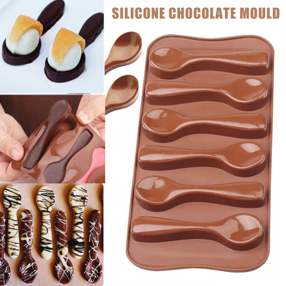 6 Spoon Silicone Mold High Temperature Resistant Ice Mould for Chocolate Candy Baking Cake Decoration HKS99