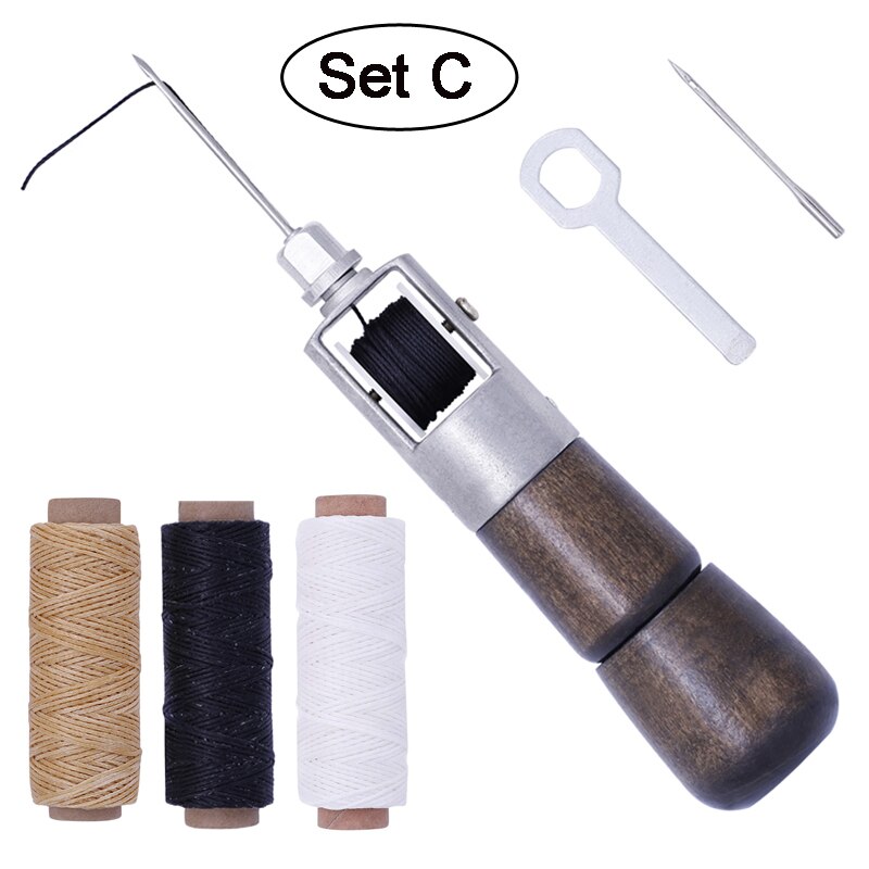 LMDZ Leather Sewing Awl Thread Kit Manual Sewing Machine Speedy Stitcher Leather Craft Stitching Shoemaker Canvas Repair Tool: plum
