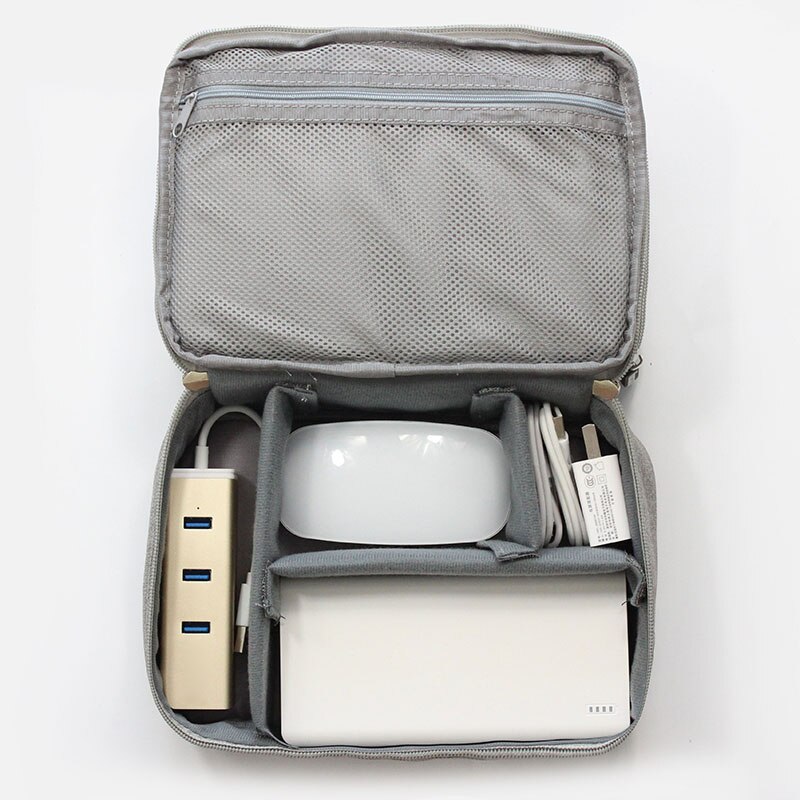 Accesorios electrónicos organizador de cables de datos bolsa de viaje de doble capa cargador USB caja de almacenamiento BHD2