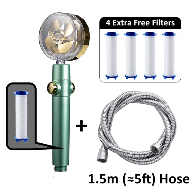 Douchekop Hoge Druk Stijl Groene Hoge Druk Draaien Douchekop Met Houder En Slang Propeller Douchekop eco: G Hose