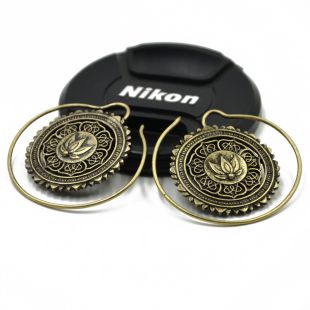 Showlove-2Pcs Brass Ear Weight Different Style IIndia Tribal Ear Taper Expander Plugs Piercing Gauge Earrings Body Jewelry: H