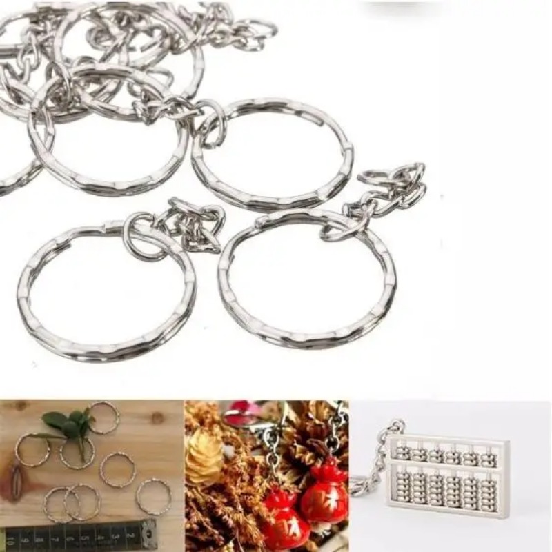 10/50 Stuks Metalen Sleutelhangers Met Split Ring Link Chain Sleutelhangers Keyfob Sleutel Hangers Houder Ringen Diy Sleutelhangers sleutelhanger