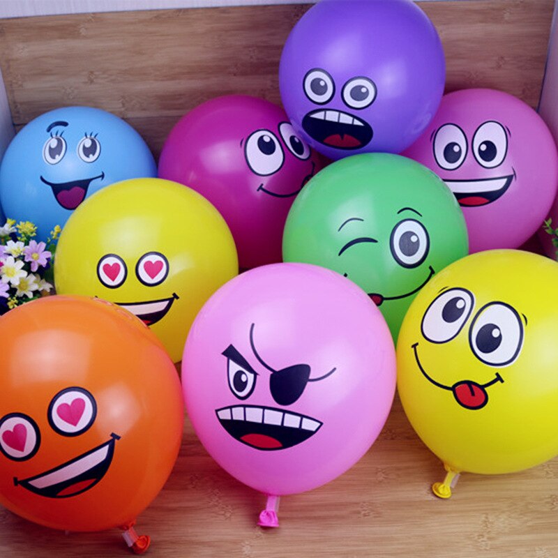 10 Stks/partij 12Inch Leuke Grappige Grote Ogen Smiley Gezicht Latex Ballonnen Verjaardag Partij Decoratie Opblaasbare Ballon Baby Shower Globos: Default Title