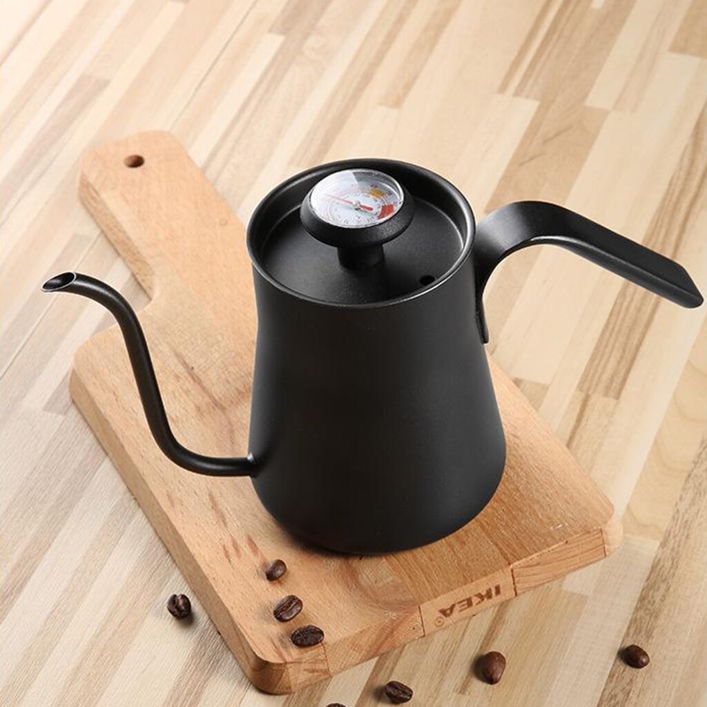 400ml Gießen Über Wasserkocher mit Thermometer Schwanenhals Kaffee Tee Topf Anti-Rost Kaffee Töpfe