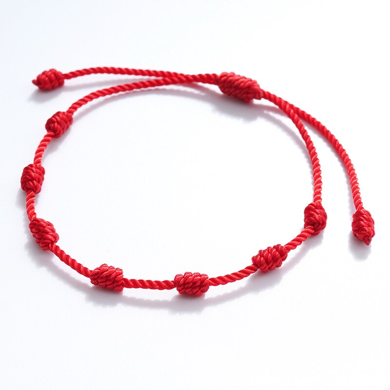 4 pçs 7 nós pulseira de corda vermelha para o casal mal olho pulseira proteção boa sorte amuleto para o sucesso artesanal amizade presente