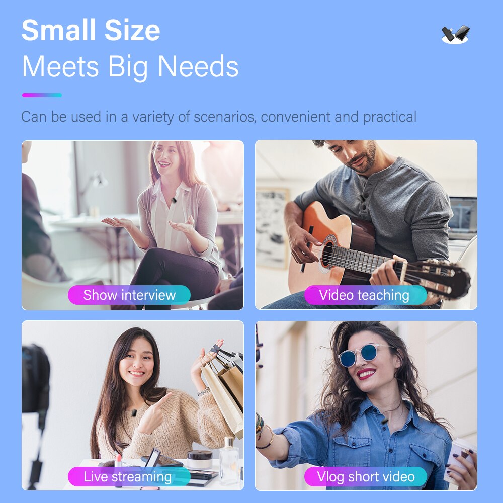Funk-lavalier-mikrofon mit rauschunterdrückung für iphone 11, 12 , 13 pro max, x, ipad, samsung  s21 a52, xiaomi, huawei und usb-typ-c-geräte