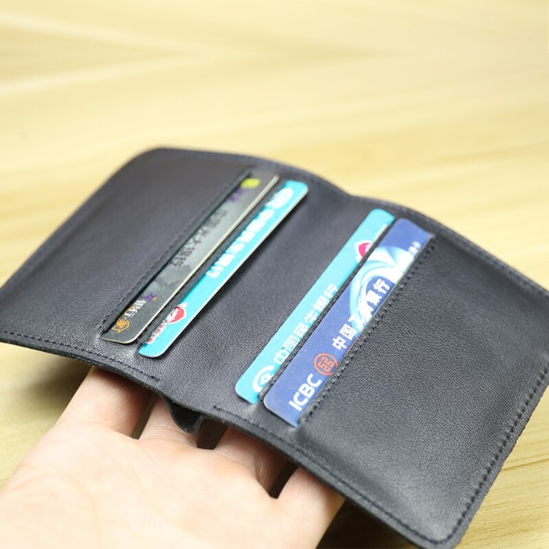 Ultra Thin Small Wallet Short Cowhide Casual Mens Vertical Simple Bifold Wallets Soft Leather Credit Card Holder Moneybag