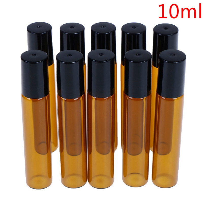 2/5/10 stk tomme gule glas æterisk olie rulle på hætteglas med rustfrit stål metal rullekugle til parfume aromaterapi