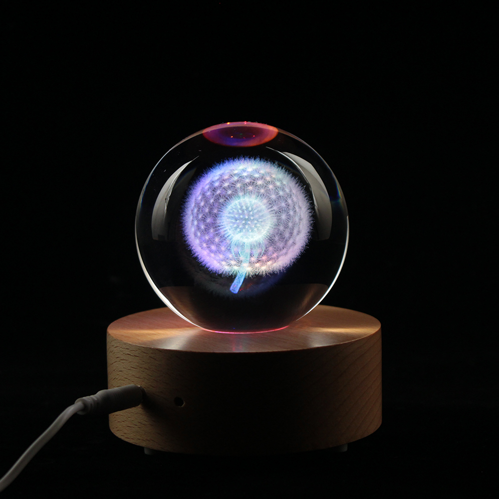 Base de Luz Led de madera para bolas y cubos de cristal, coloridas, de lujo, 100mm