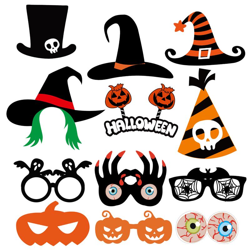 Tinksky 47pcs Halloween Party Photo Booth Props Happy Halloween Pose Sign Kit for Party Decoration