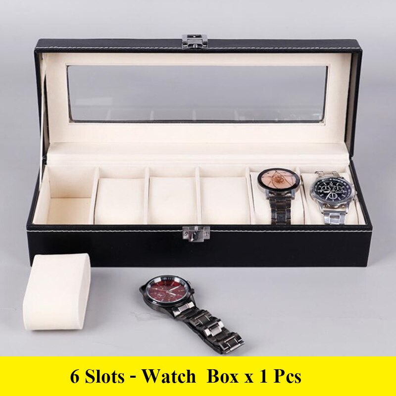 1/2/3/5/6 Grids Watch Box PU Leather Watch Case Holder Organizer Storage Box for Quartz Watches Jewelry Boxes Display Best: 6 Slot