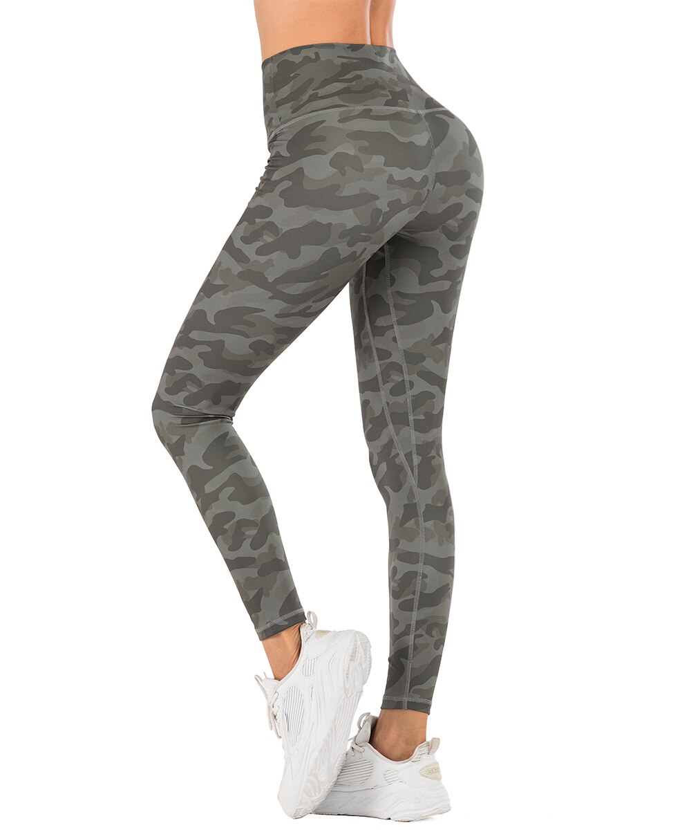 Yaavii Camouflage Printed Fitness Leggings Women High Waist Yoga Pants Gym Sportswear Elastic Tight Trouser with Hidden pocket: Style C / XL