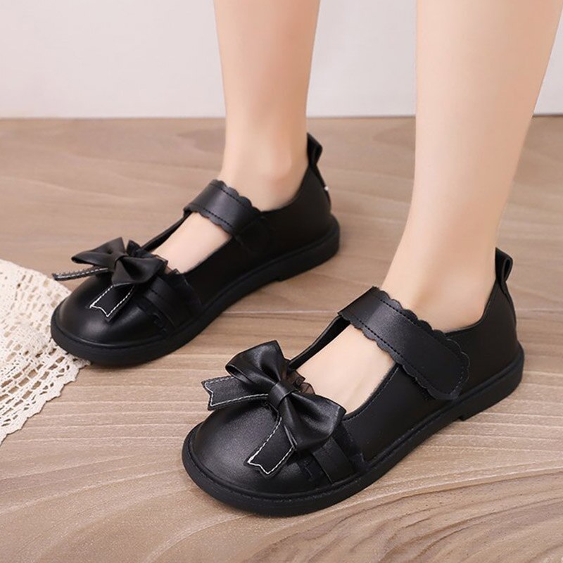 Lolita Schuhe Schmetterling Knoten Maria Janes Schuhe Für mädchen frauen Wohnungen Schwarz retro Flach Leder Schuhe Niedliche Prinzessin Schuhe 8600C