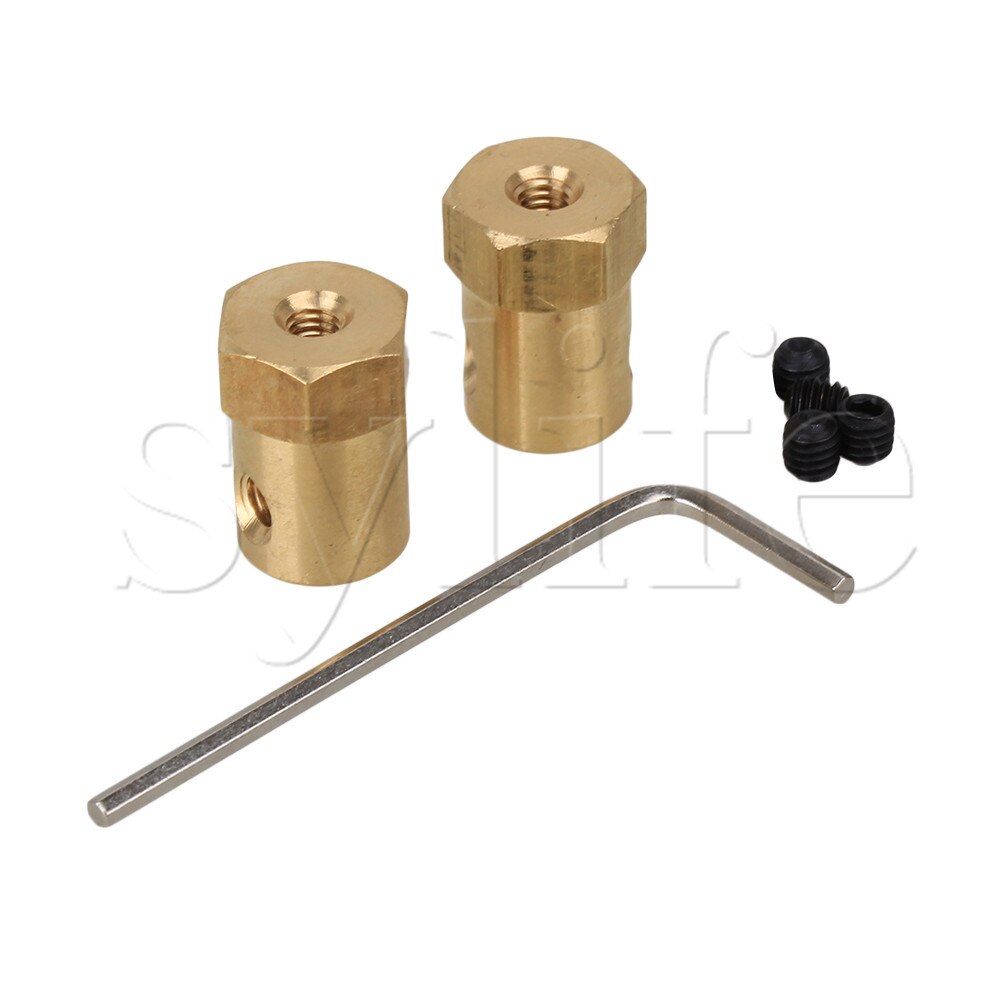 Golden Tone 4mm Brass Shaft Motor Flexible Coupling Coupler For DC Motor Robot DIY Pack of 2