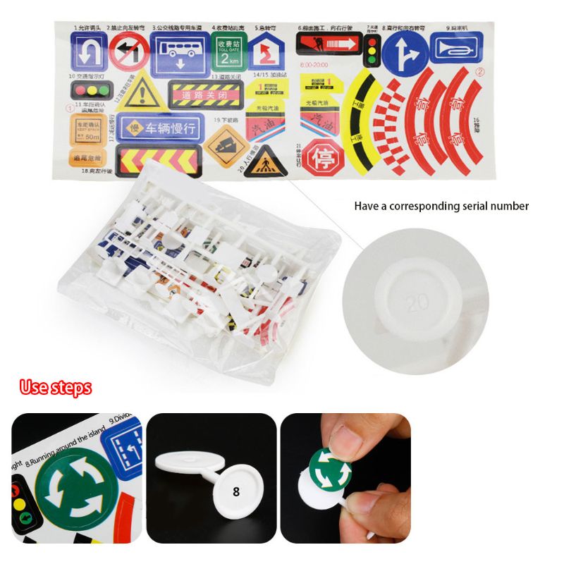 56 Stks/set Diy Model Scene Speelgoed Verkeersbord Verkeersbord