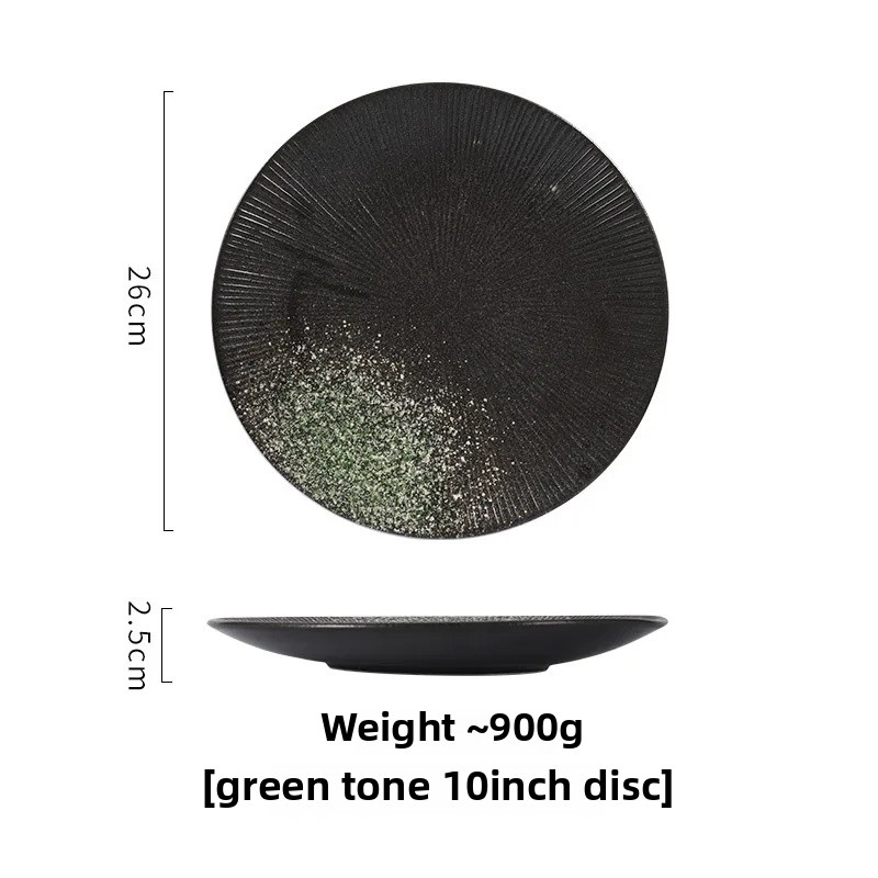 Einfacher runder Keramikteller Ich bin japanischen Stil, kreativer Steak-Essteller, Nudellinie, flaches Erzähler, westliches Restaurant-Geschirr: Himmel Blau