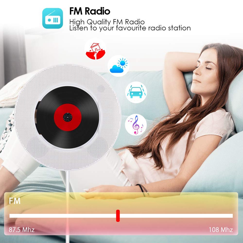 Reproductor de DVD portátil con salida HDMI 1080P, reproductor de CD montable en la pared con Control remoto para altavoces HiFi integrados en el hogar FM Radi
