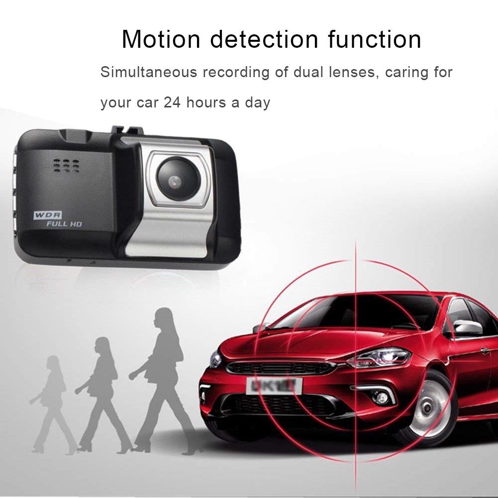 Bil dvr kamera fuld  hd 1080p køreoptager bil sort kasse dual lens køretøj bagfra kamera videokamera nattesyn dash cam: Gul
