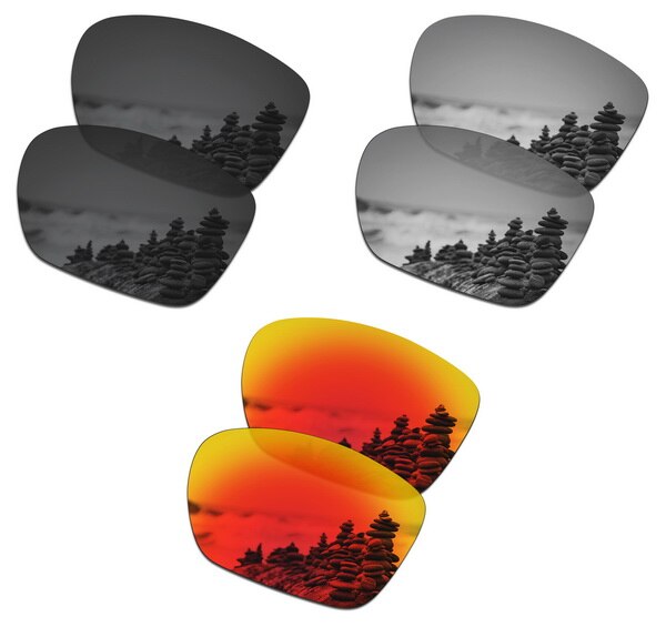 SmartVLT 3 Pairs Gepolariseerde Zonnebril Vervanging Lenzen voor Oakley Twoface XL Stealth Zwart en Zilver Titanium en Fire Red: Default Title